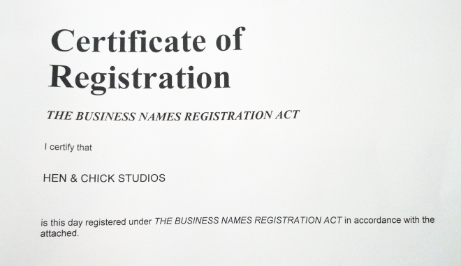 Hen & Chick Studios is a certified business. Yo.
